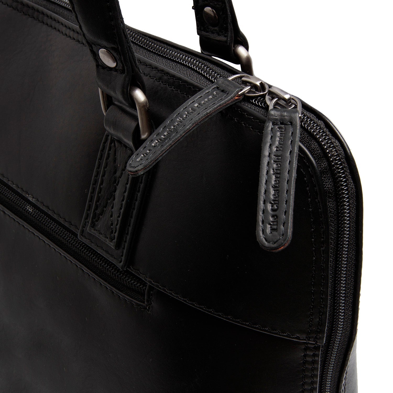 Black Leather Shoulder Bag Selvino, detail view 3
