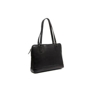 Black Leather Shoulder Bag Selvino, front view