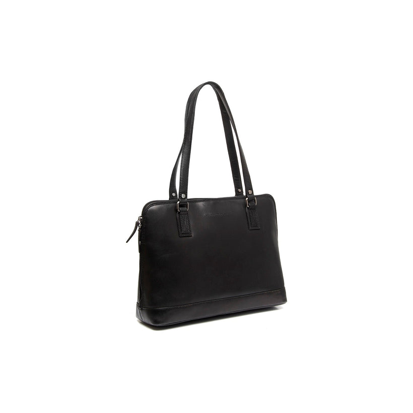 Black Leather Shoulder Bag Selvino, front view