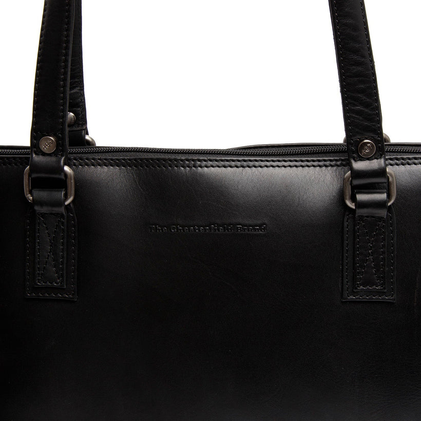 Black Leather Shoulder Bag Selvino, front view