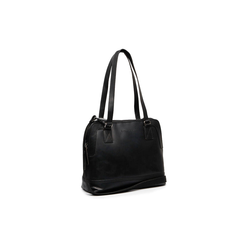 Black Leather Shoulder Bag Seron, front view