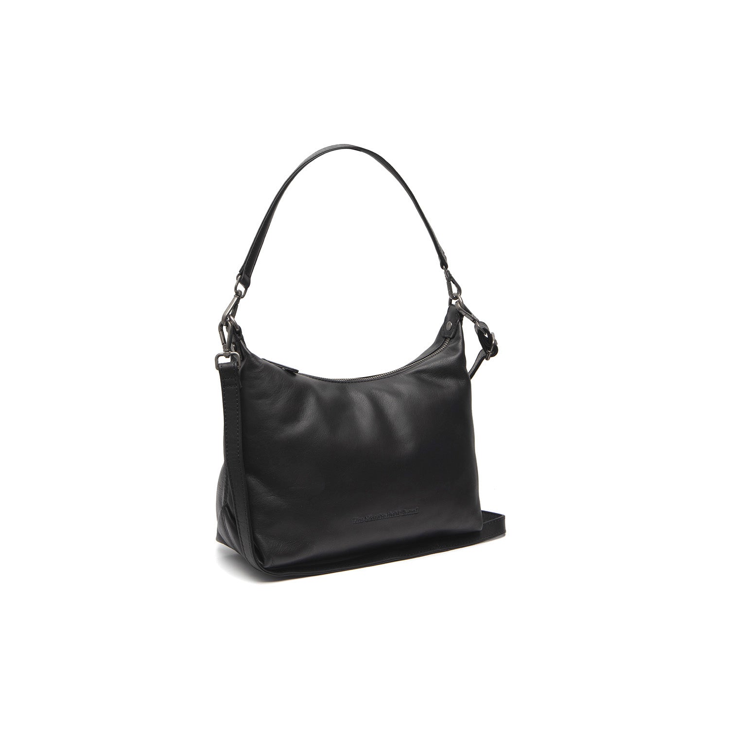 Black Leather Shoulder Bag Skara, front view