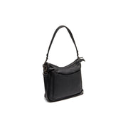 Black Leather Shoulder Bag Tivra, front view