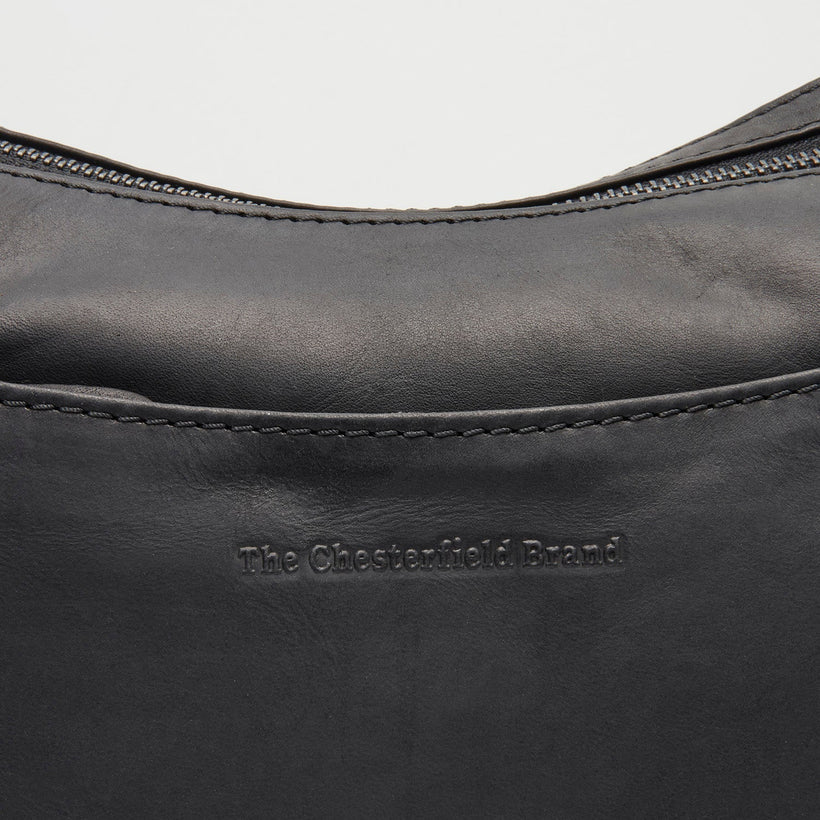 Black Leather Shoulder Bag Tivra, front view