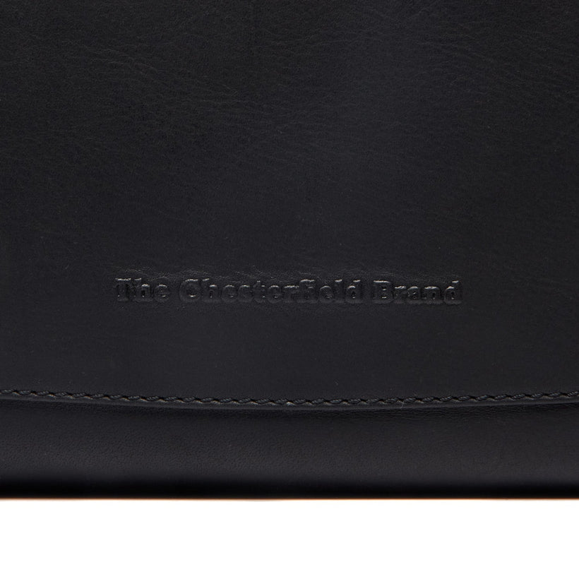 Black Leather Shoulder Bag Tofino, front view
