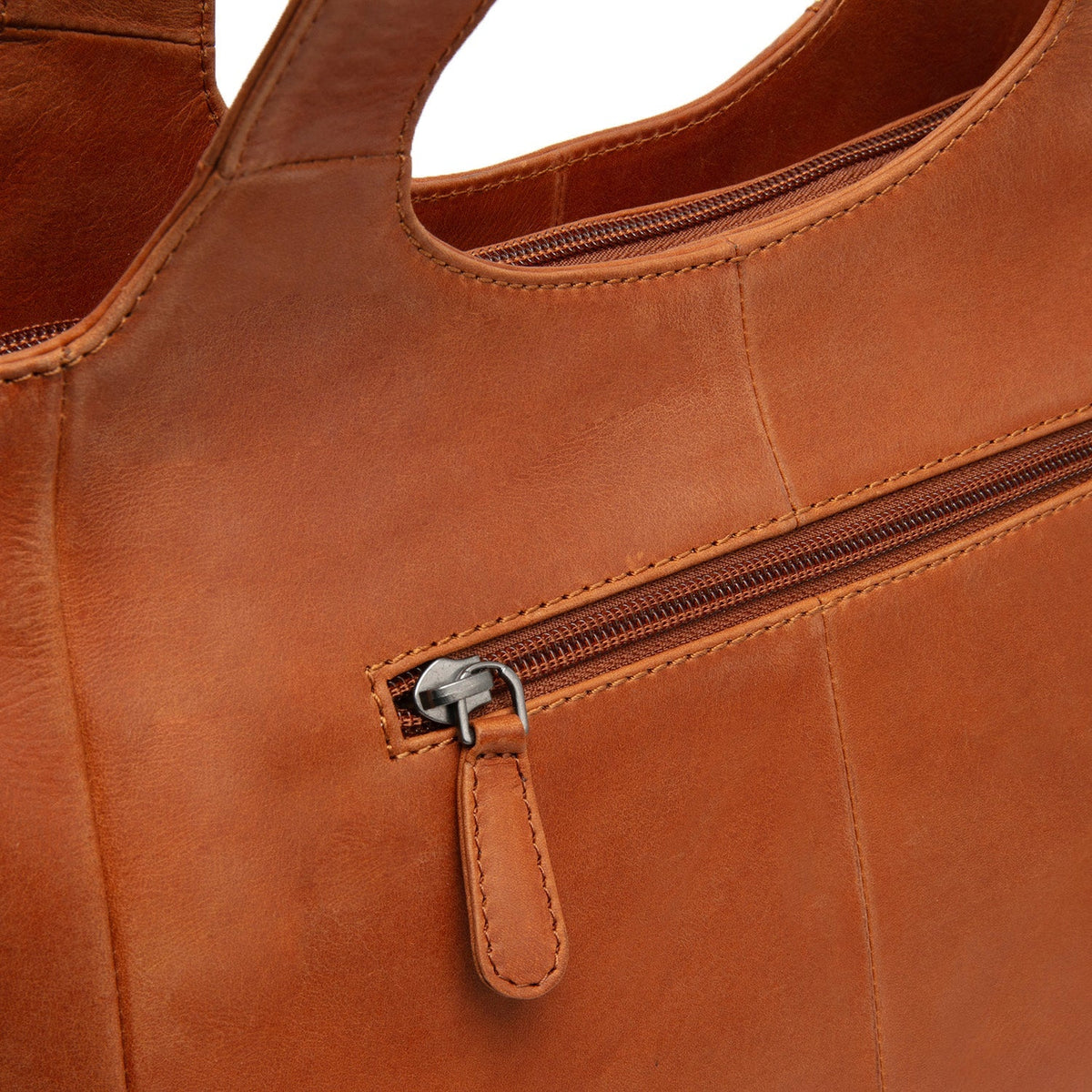 Cognac Leather Shoulder Bag Tofino, detail view 5