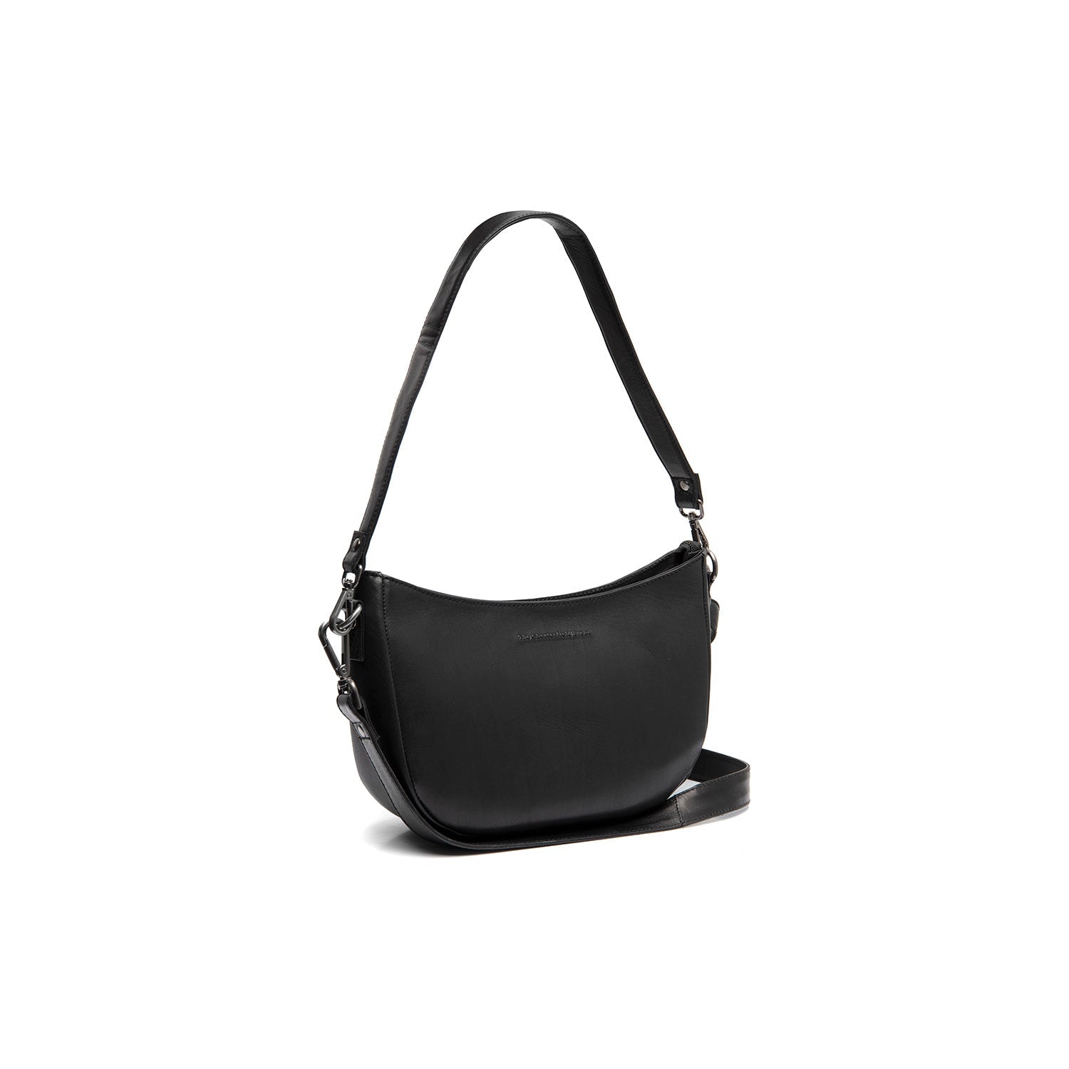 Black Leather Shoulder Bag Valentano, front view