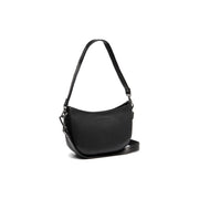 Black Leather Shoulder Bag Valentano, front view