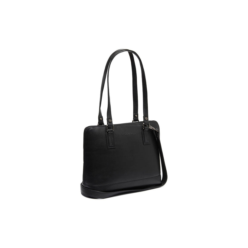 Black Leather Shoulder Bag Viamonte, front view