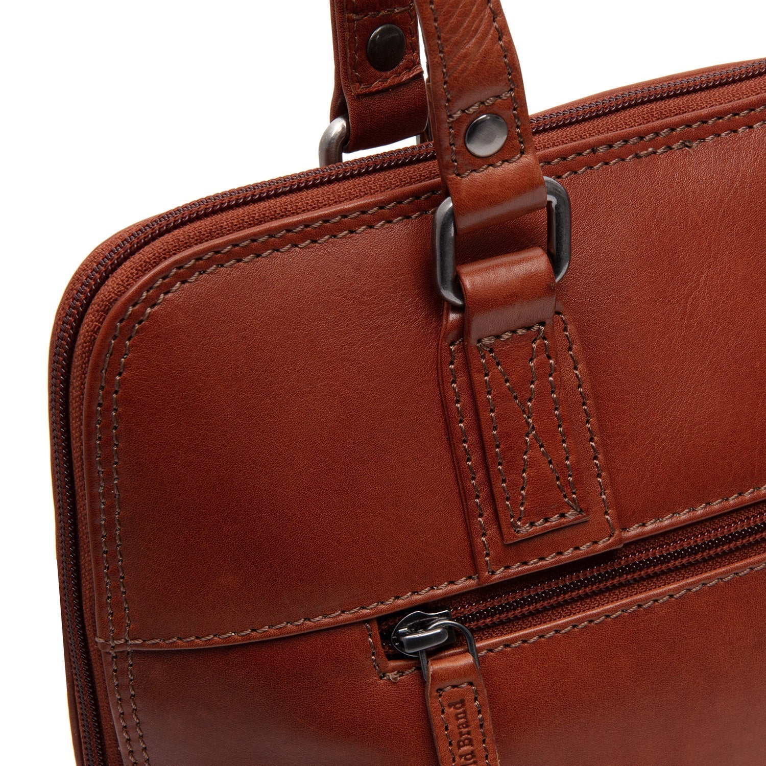 Cognac Leather Shoulder Bag Viamonte, detail view 5