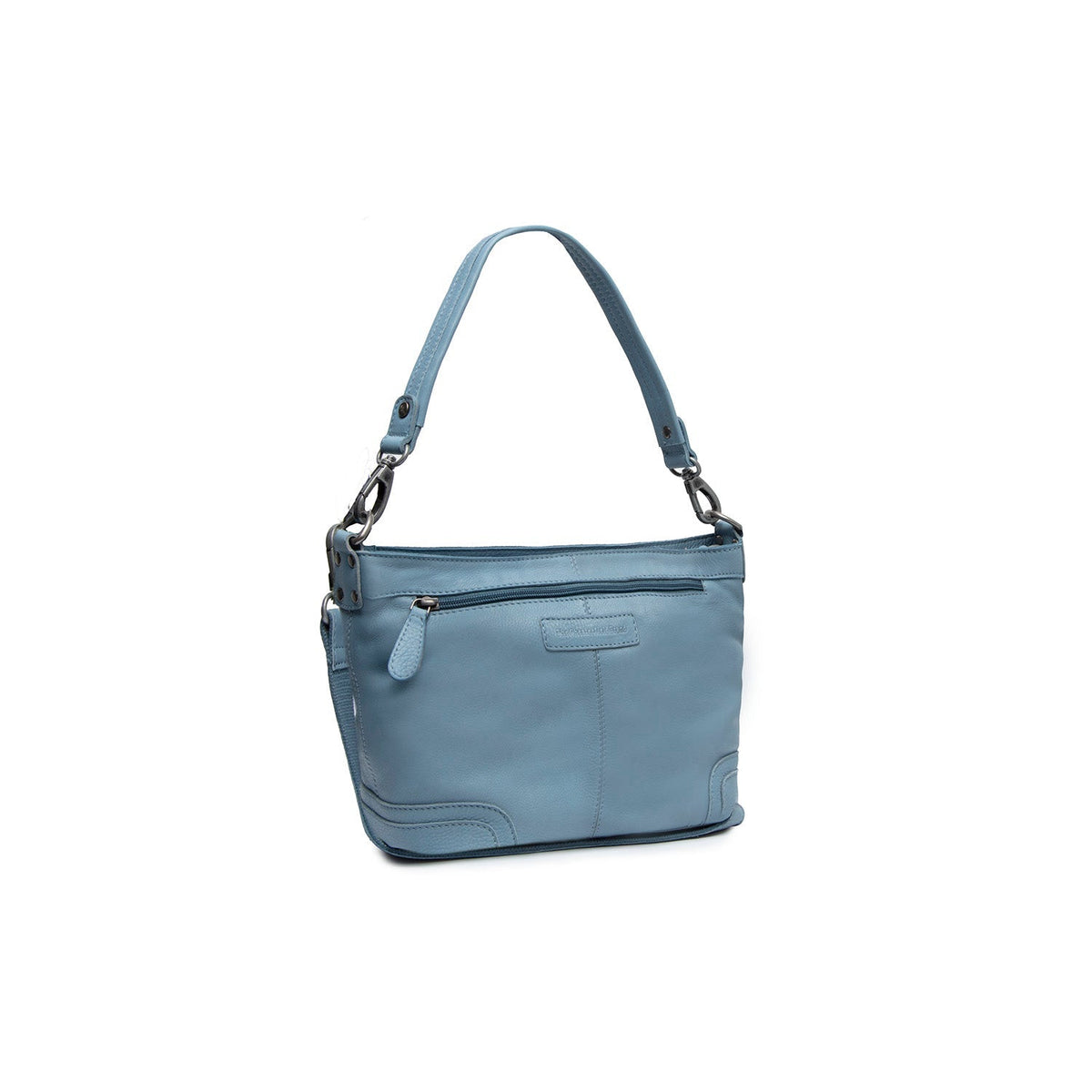 Sky Blue Leather Shoulder Bag Zarita, front view