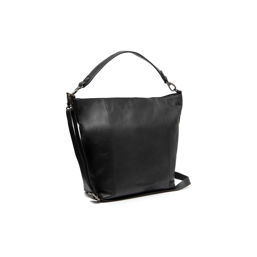 Black Leather Shoulder Bag Zira, front view