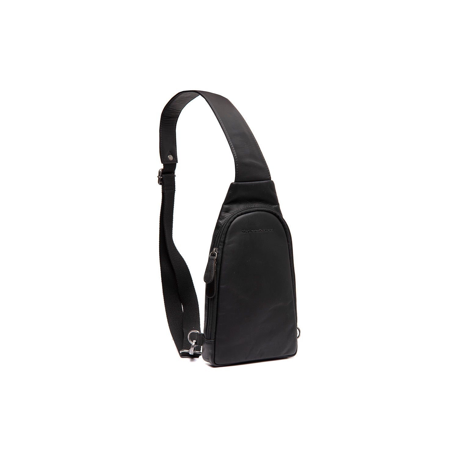 Black Leather Sling Bag Bowey, front view