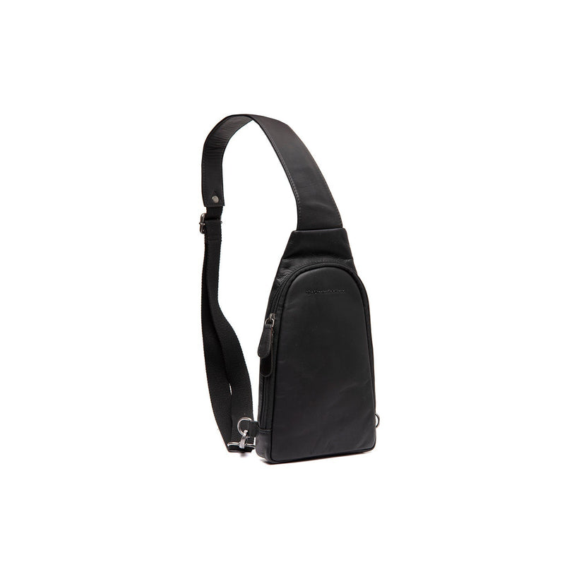 Black Leather Sling Bag Bowey, front view