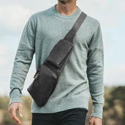 Black Leather Sling Bag Logan, product view 2