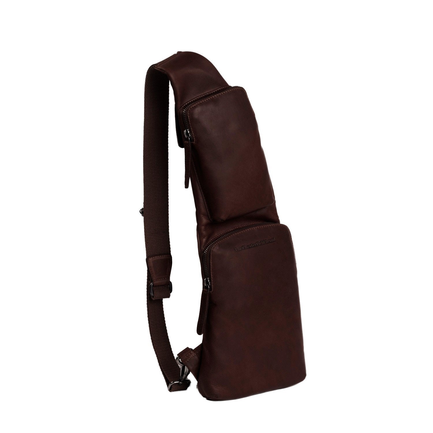 Brown Leather Sling Bag Logan, front view