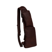 Brown Leather Sling Bag Logan, front view