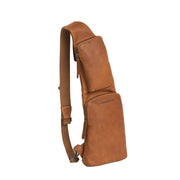 Cognac Leather Sling Bag Logan, front view