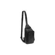 Black Leather Sling Bag Riga, front view