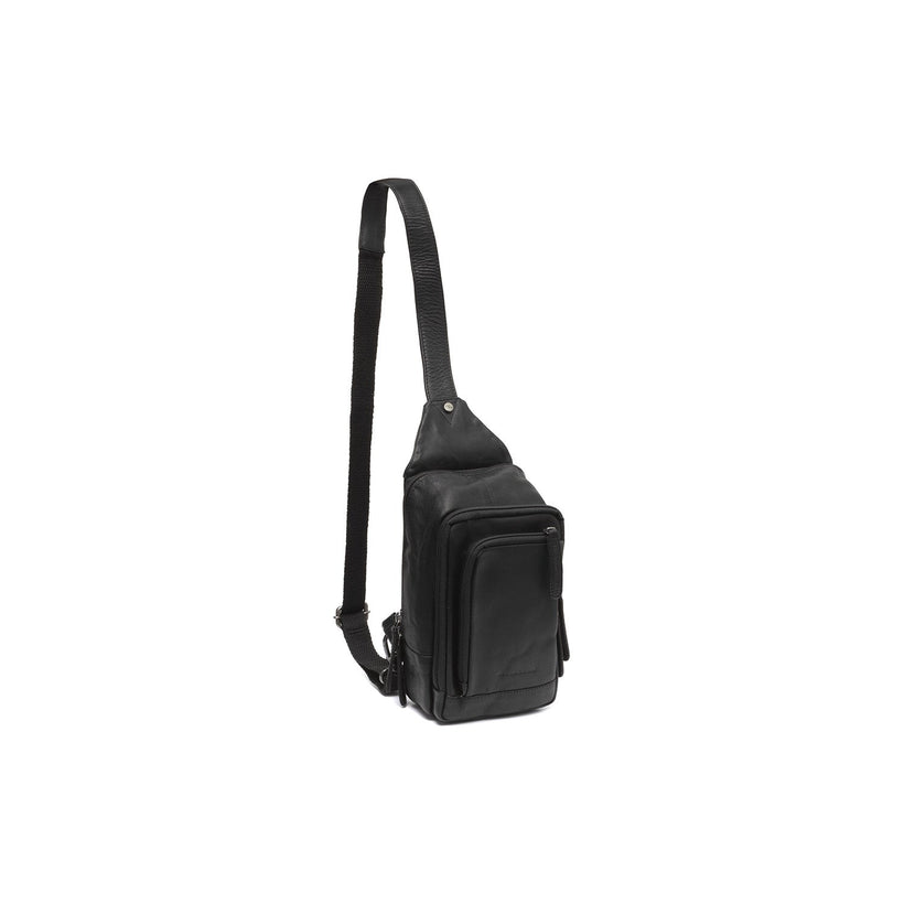 Black Leather Sling Bag Riga, front view