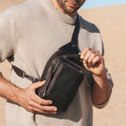 Brown Leather Sling Bag Riga, product view 2