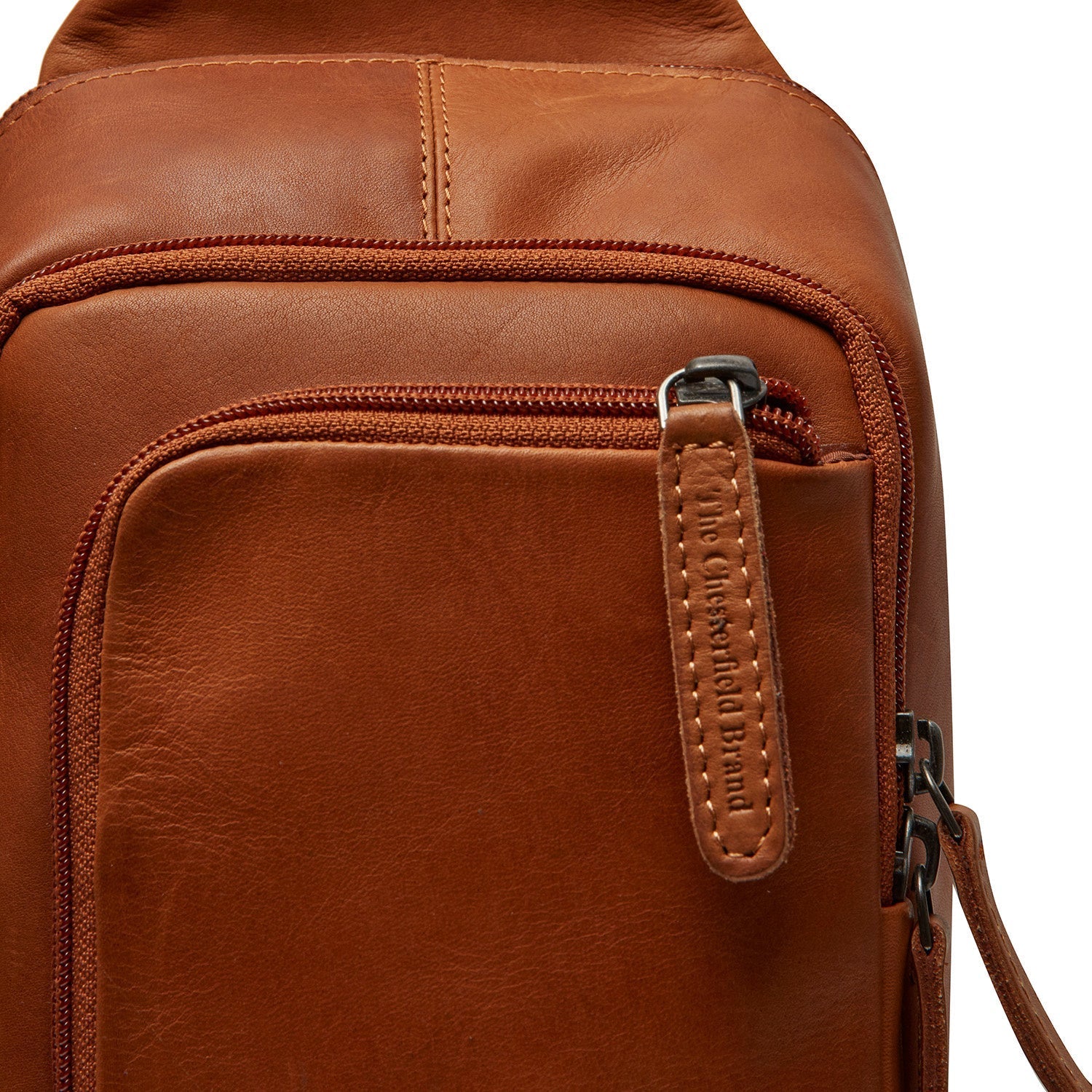 Cognac Leather Sling Bag Riga, detail view 3