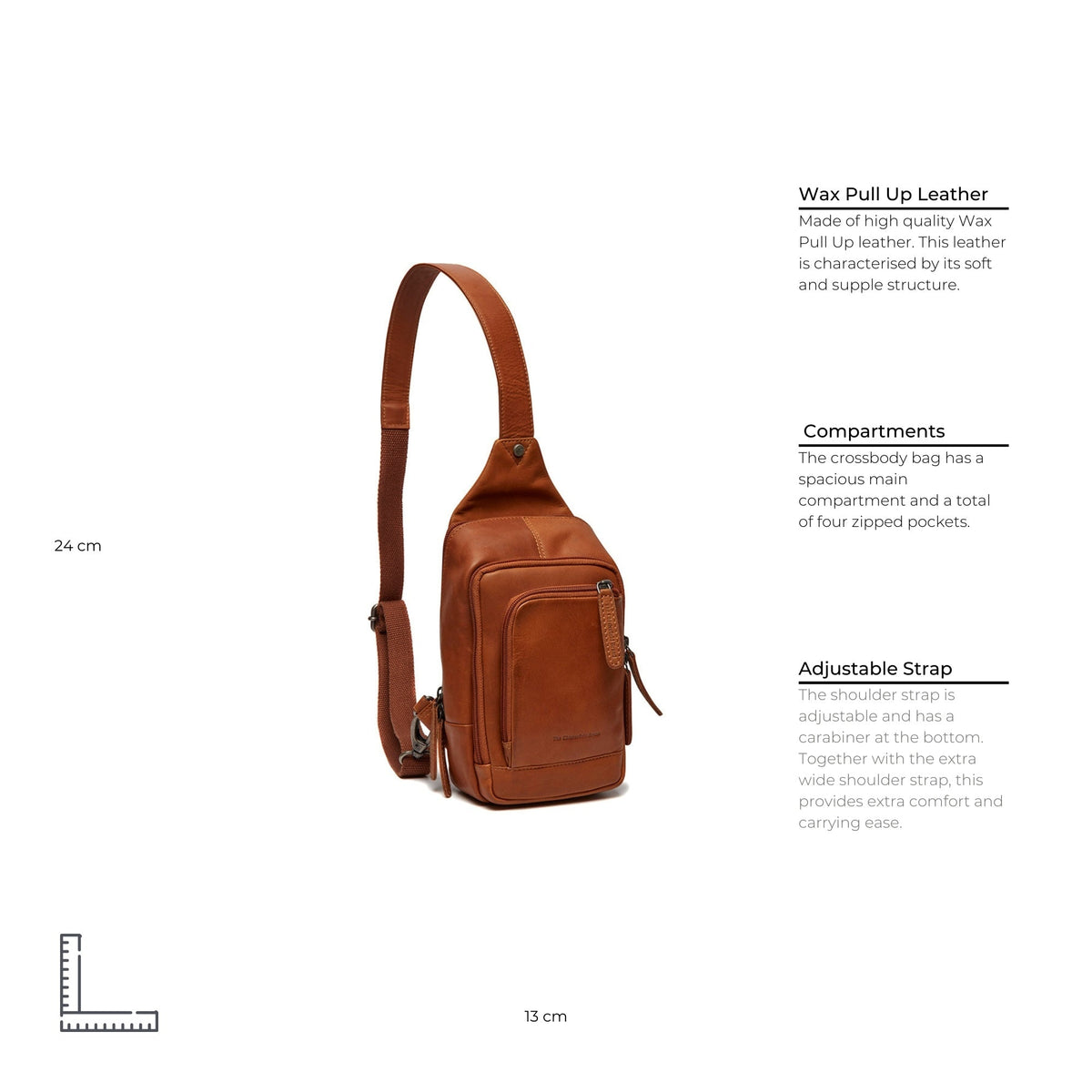 Cognac Leather Sling Bag Riga, detail view 6