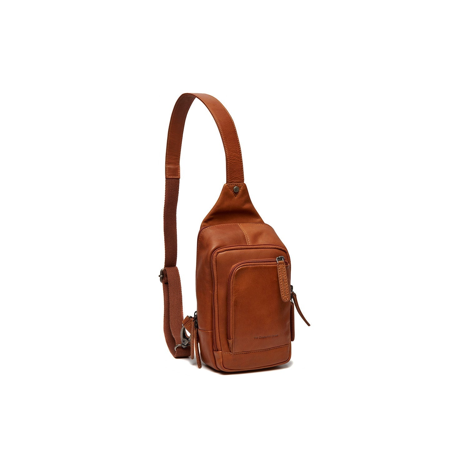 Cognac Leather Sling Bag Riga, front view