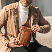Cognac Leather Sling Bag Riga, product view 2