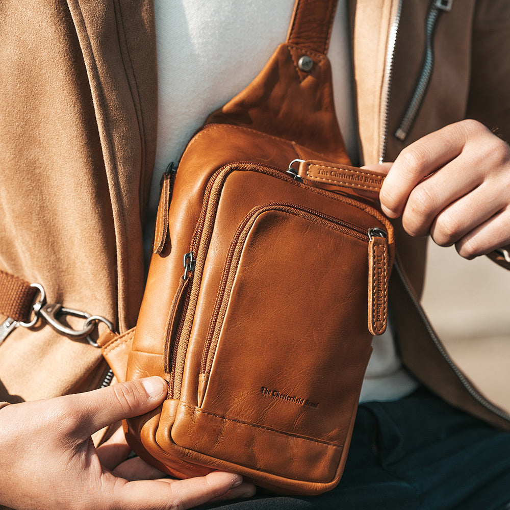 Cognac Leather Sling Bag Riga, product view 3
