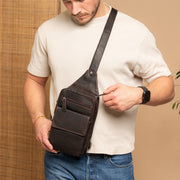 Brown Leather Sling Bag Turelle, product view 2