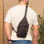 Brown Leather Sling Bag Turelle, product view 3