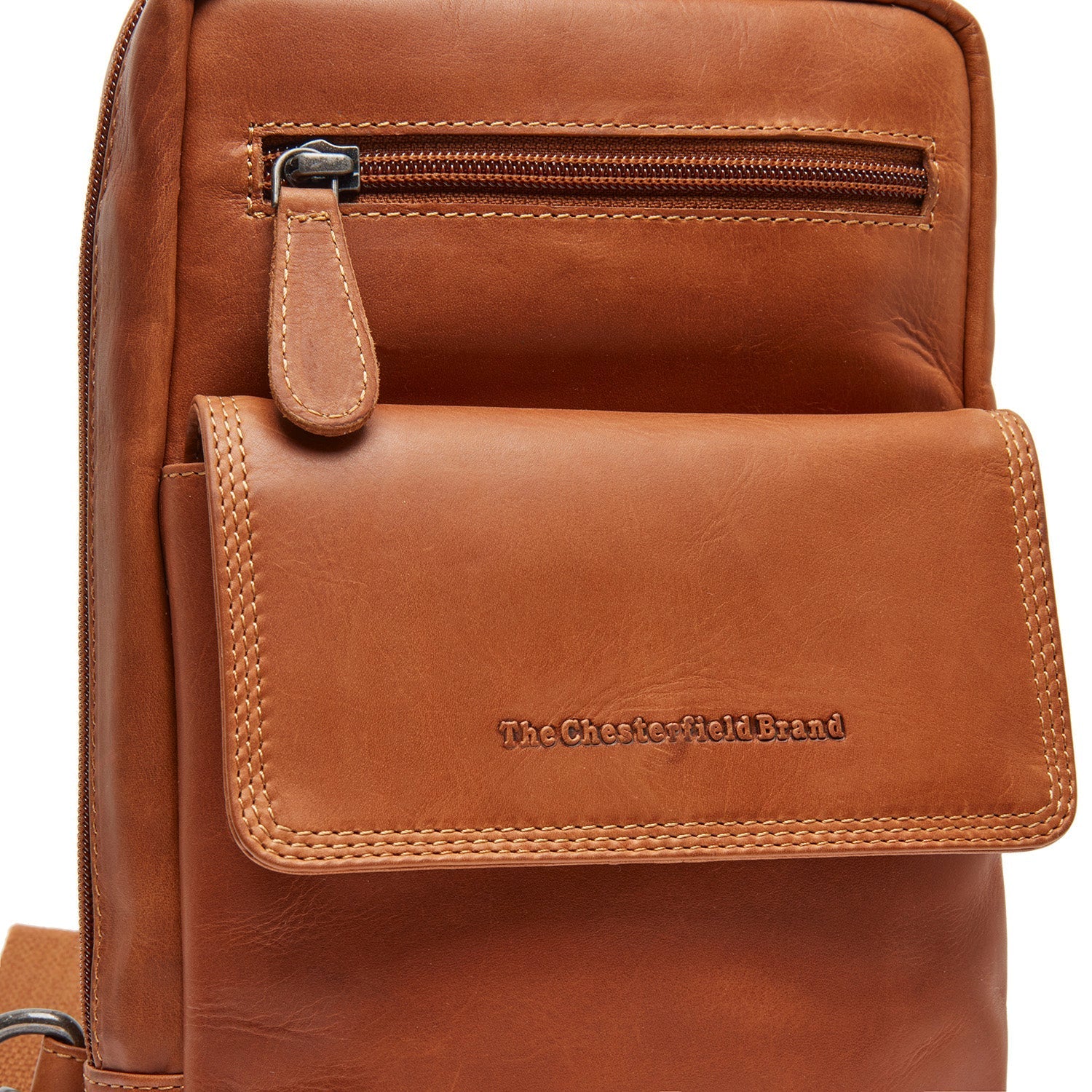 Cognac Leather Sling Bag Turelle, product view 3
