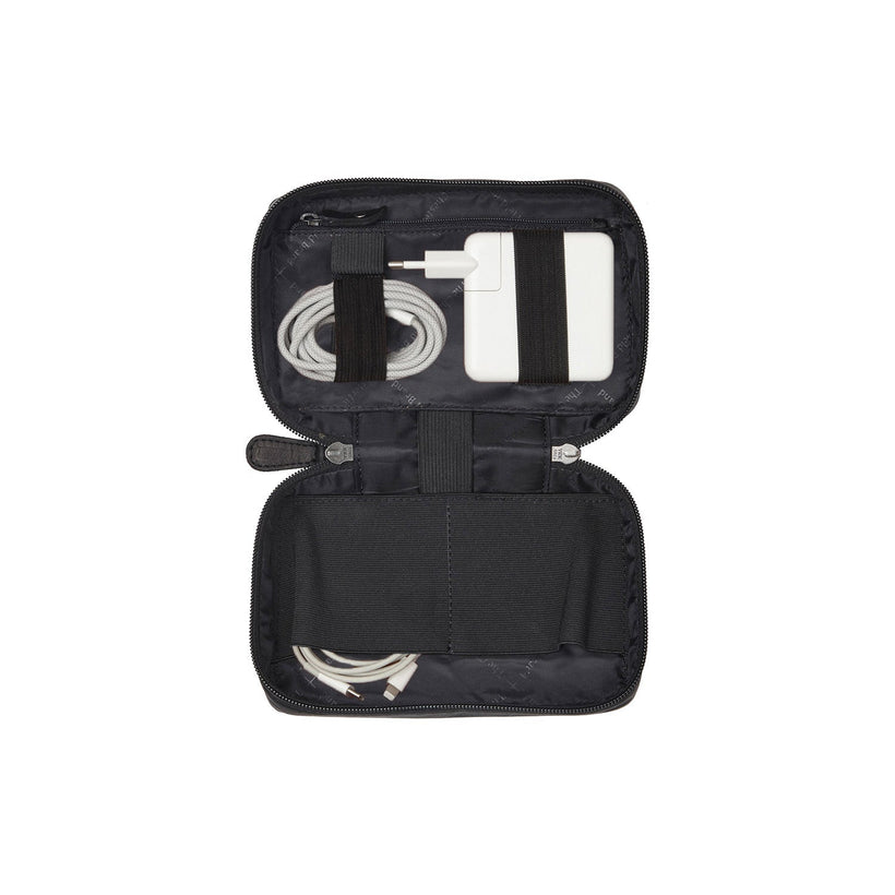 Black Leather Tech-Organizer Ardan, front view