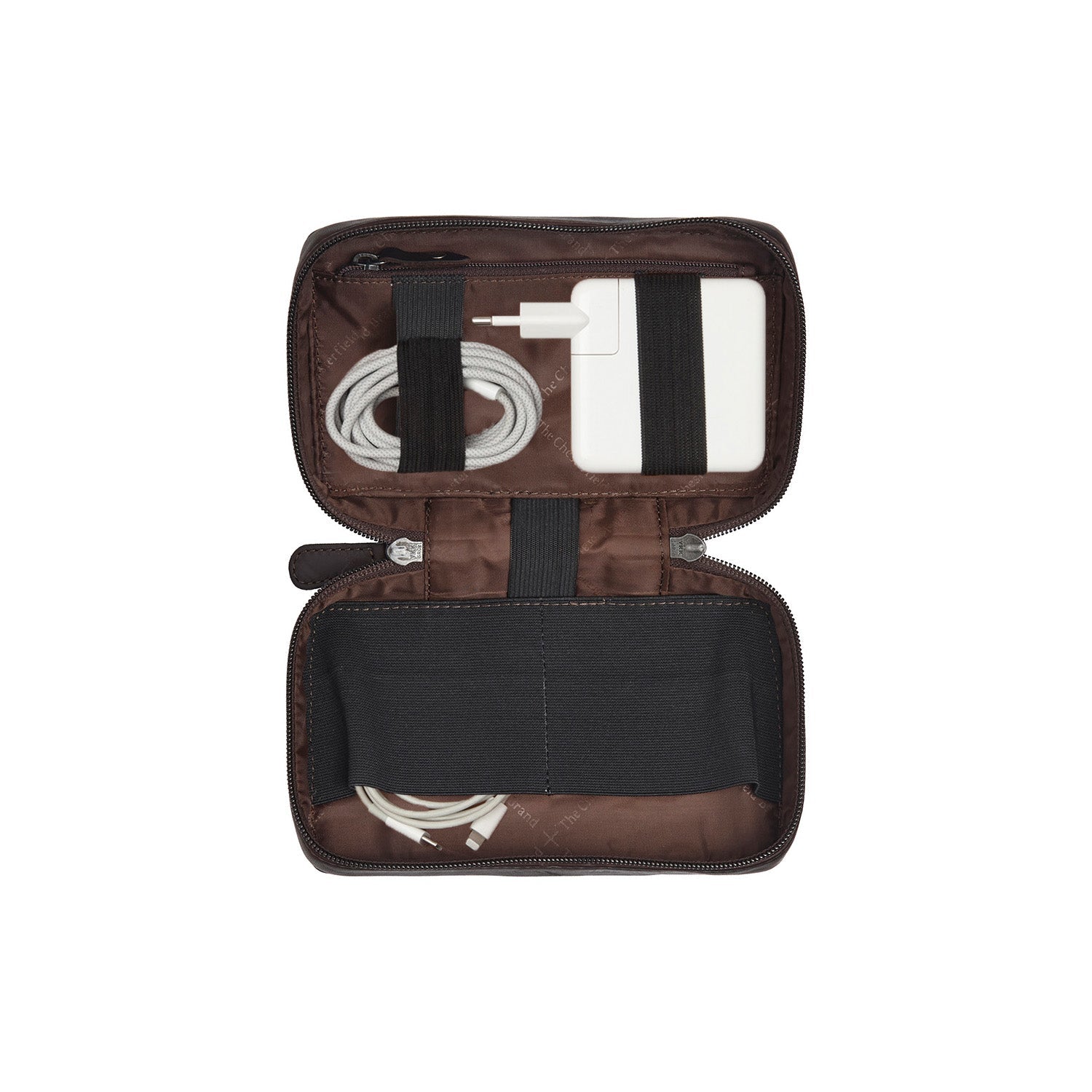 Brown Leather Tech-Organizer Ardan, front view