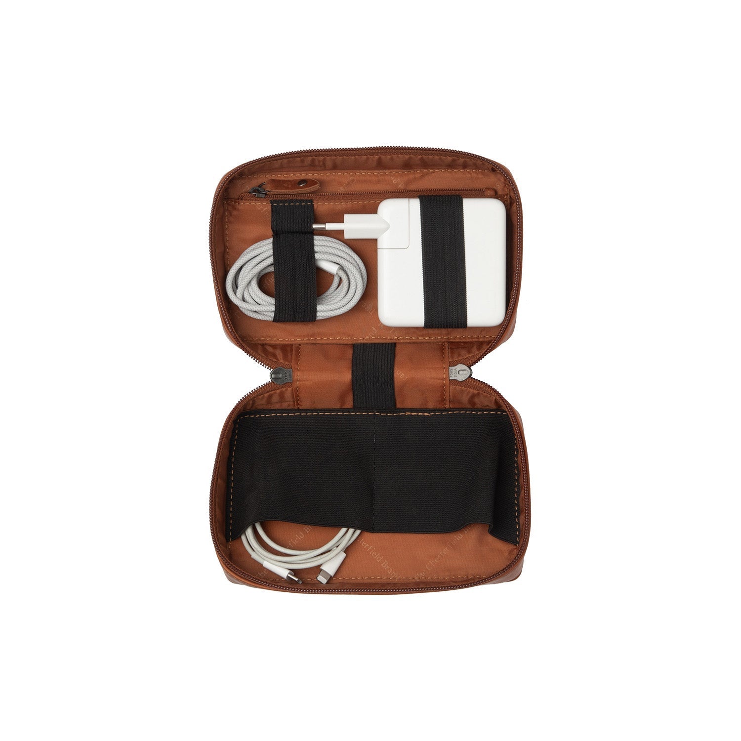 Cognac Leather Tech-Organizer Ardan, front view