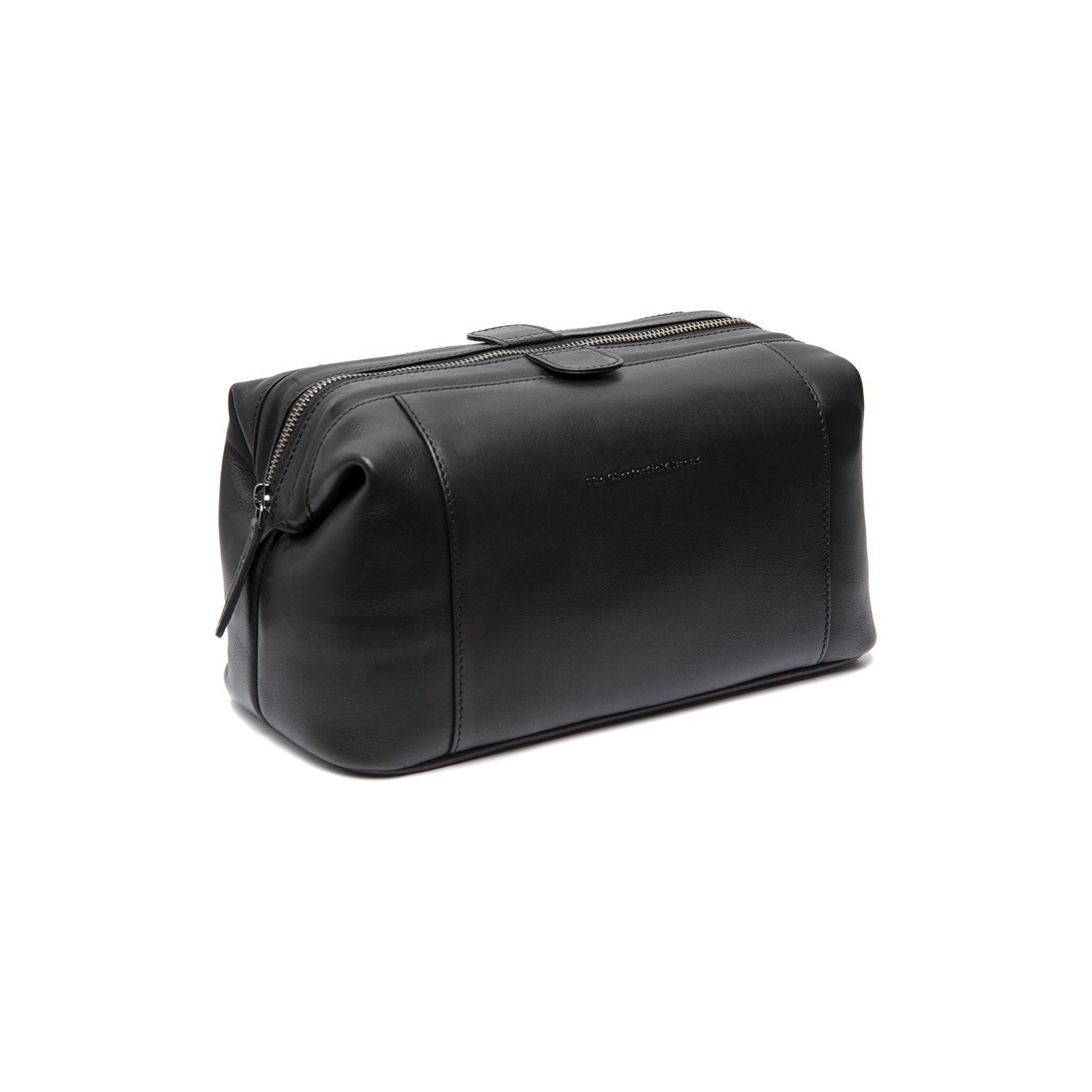 Black Leather Toiletry Bag Biassa, front view