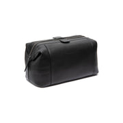 Black Leather Toiletry Bag Biassa, front view