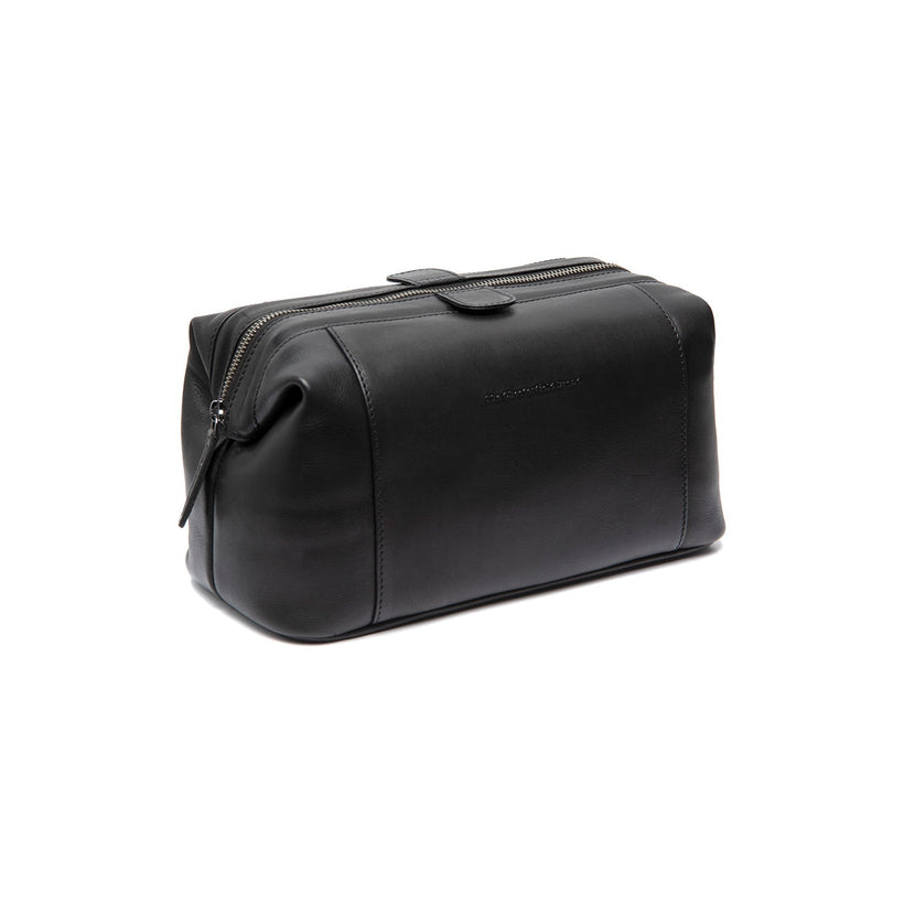 Black Leather Toiletry Bag Biassa, front view