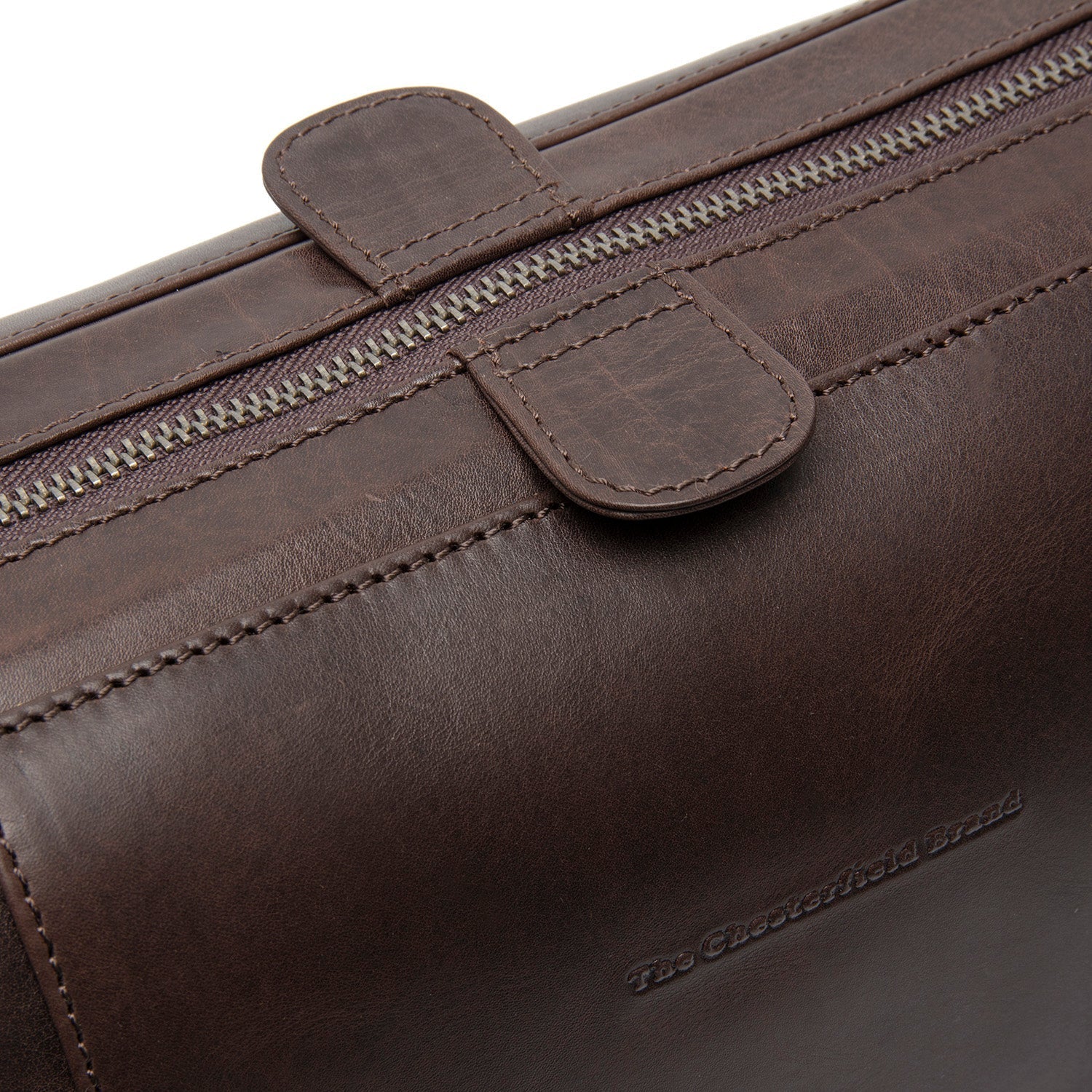 Brown Leather Toiletry Bag Biassa, detail view 3
