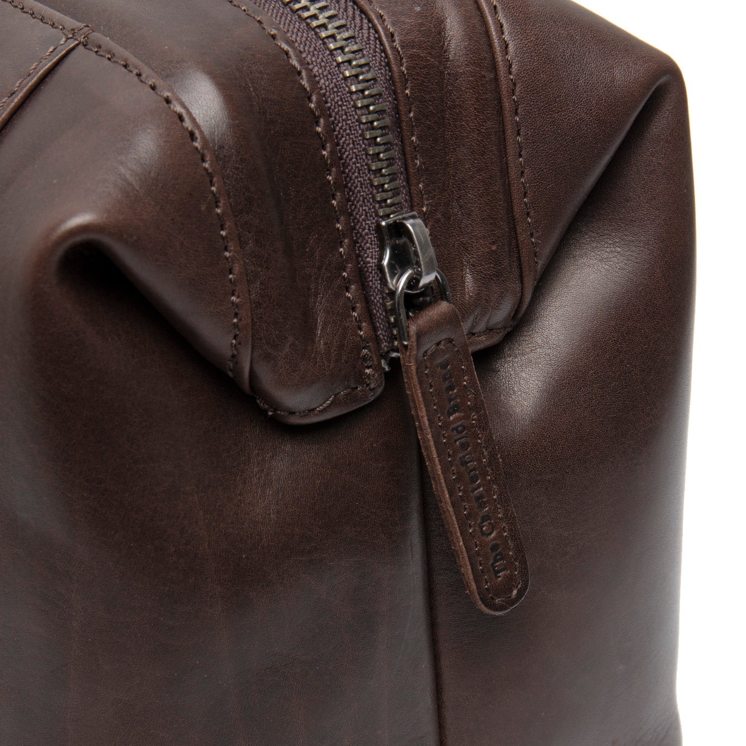 Brown Leather Toiletry Bag Biassa, detail view 4
