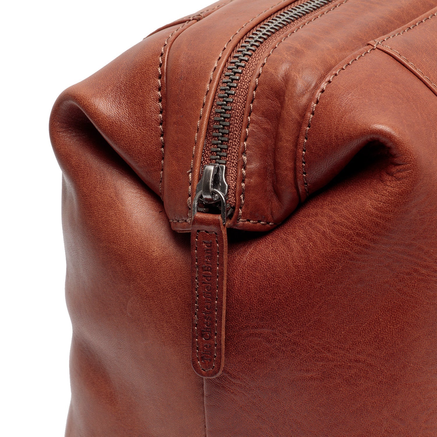 Cognac Leather Toiletry Bag Biassa, detail view 1