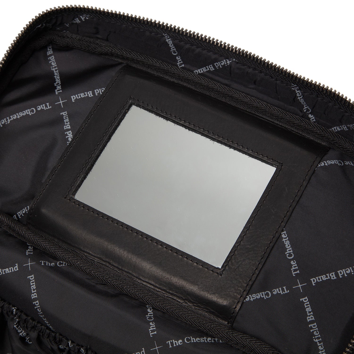 Black Leather Toiletry Bag Limone, detail view 4