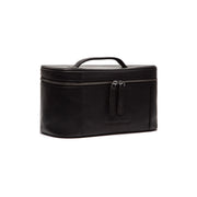 Black Leather Toiletry Bag Limone, front view