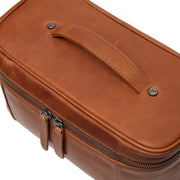 Cognac Leather Toiletry Bag Limone, detail view 1