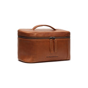 Cognac Leather Toiletry Bag Limone, front view