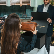 Cognac Leather Toiletry Bag Limone, product view 3