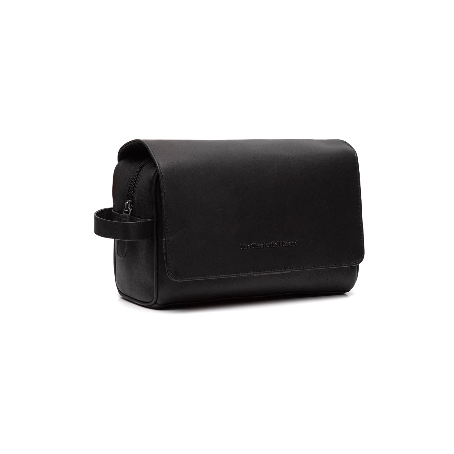 Black Leather Toiletry Bag Rosario, front view