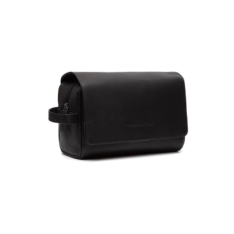 Black Leather Toiletry Bag Rosario, front view