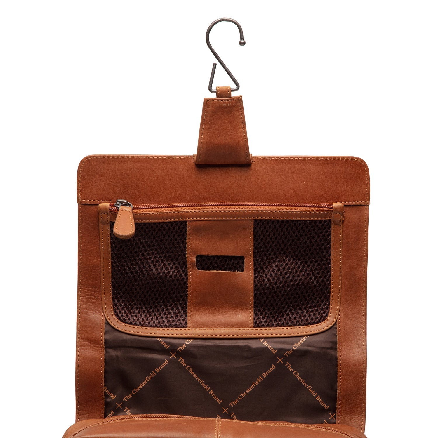 Cognac Leather Toiletry Bag Rosario, detail view 1